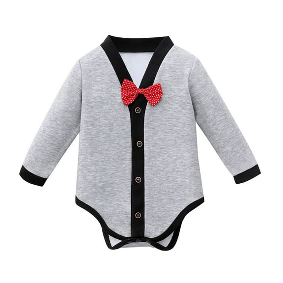 Sngxgn Baby Boy Romper Fall Winter Clothes Ruffle Long Sleeve Bodysuit Jumpsuit(Grey,74)