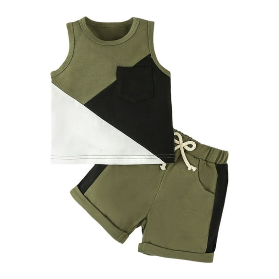 Sngxgn Baby Boy Toddler Fall Winter Outfits Solid Color Crewneck Sweatshirt and Jogger Pants Set(Green,24M)