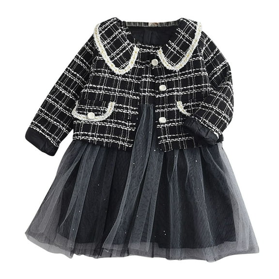 Sngxgn Baby Girl Clothes Long Sleeve Outfits Set Baby Girl Skirts Set(Black,90)