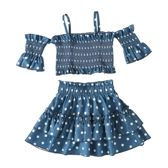 Sngxgn Baby Girl Clothes Long Sleeve Outfits Set Baby Girl Skirts Set(Blue,90)