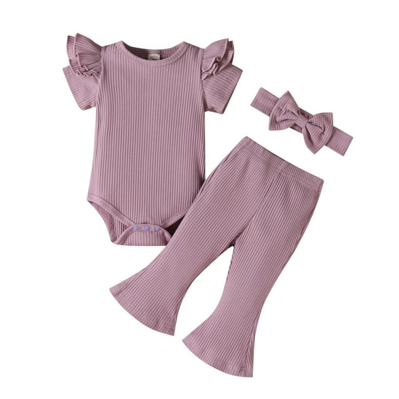 Sngxgn Baby Girl Clothes Sets, 2pcs Long Sleeve Clothes Outfits Toddler Girl Sets(Purple,90)