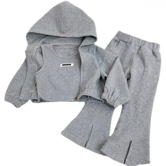 Sngxgn Baby Girl Outfit Long Sleeve Pullover Tops with Pants 2pcs Set Clothes(Grey,90)