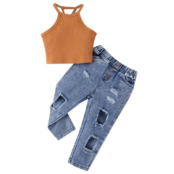 Sngxgn Baby Girl Outfit Long Sleeve Pullover Tops with Pants 2pcs Set Clothes(Orange,110)