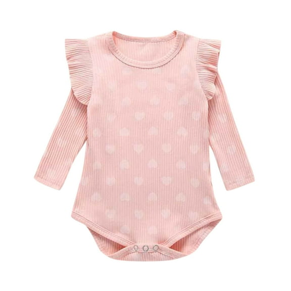 Sngxgn Baby Girl Outfit Print Sweatshirt Romper Long Sleeve Bubble Bodysuit(Pink,66)