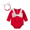 thumbnail image 1 of Sngxgn Baby Girl Romper Dress Ruffle Long Sleeve Bodysuit Onesie Tutu Dress (Red,59), 1 of 9