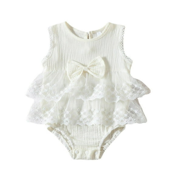 Sngxgn Baby Girl Romper Fall Winter Clothes Ruffle Long Sleeve Bodysuit Jumpsuit(White,60)