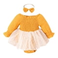 thumbnail image 1 of Sngxgn Baby Girl Romper Long Sleeve Jumpsuit Outfit Striped Ribbed Clothes for Girls(Yellow,70), 1 of 7