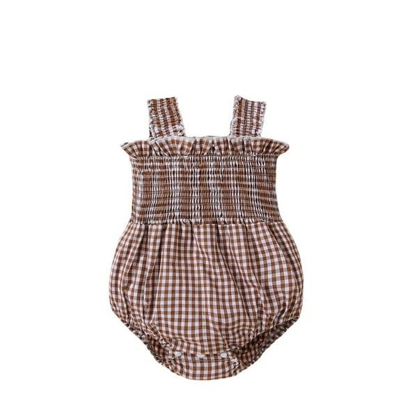 Sngxgn Baby Girls Floral Ruffle Romper Long Sleeve Bodysuit(Coffee,60)