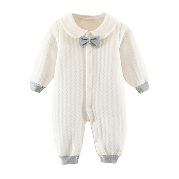 Sngxgn Baby Girls Ruffle Bodysuit Solid Long sleeved Onesie Casual Plain Blouse Romper(White,59)