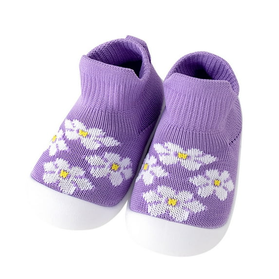 Sngxgn Baby Sock Shoes Toddler Cartoon Rubber Sole Non-Skid Indoor Floor Slipper for Boys Girls First Walking(Purple,2-3 Y)