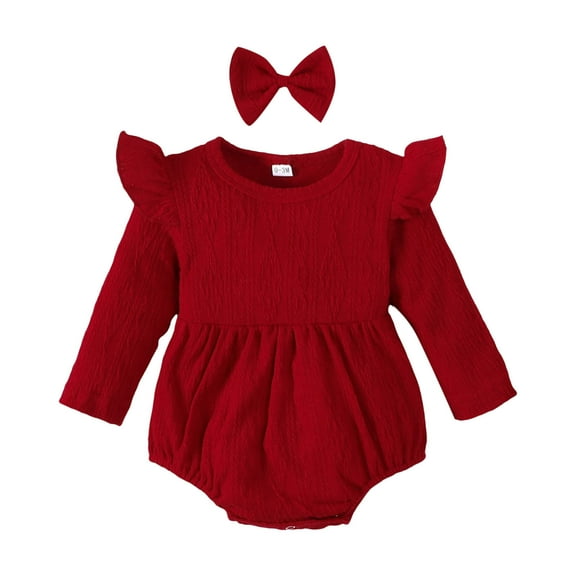 Sngxgn Baby baby Cotton Long-sleeve Bodysuits(Red,3M)