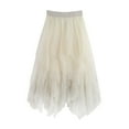 thumbnail image 1 of Sngxgn Basic Versatile Stretchy Elastic Waist Flared Casual Mini Skater Skirt/Pleated Skirt for Women(Beige,One Size), 1 of 3
