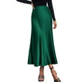 thumbnail image 1 of Sngxgn Basic Versatile Stretchy Elastic Waist Flared Casual Mini Skater Skirt/Pleated Skirt for Women(Green,XXL), 1 of 6