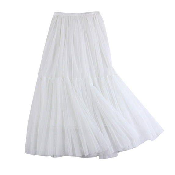 Sngxgn Basic Versatile Stretchy Elastic Waist Flared Casual Mini Skater Skirt/Pleated Skirt for Women(White,One Size)