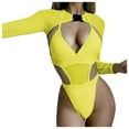 thumbnail image 1 of Sngxgn Women Ruffle Swimsuits Ruched Tummy Control Bathing Suits(Yellow,M), 1 of 5