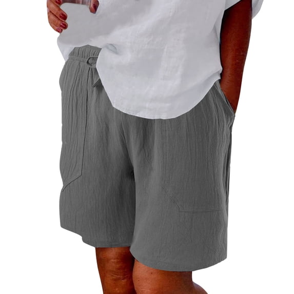 Sngxgn Beach Shorts For Women High Waist Drawstring Casual Pure Color Shorts Summer Holiday Short Pants with Pockets(Dark Gray,XL)
