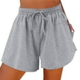 thumbnail image 1 of Sngxgn Beach Shorts For Women High Waist Drawstring Casual Pure Color Shorts Summer Holiday Short Pants with Pockets(Grey,XL), 1 of 5