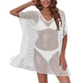 thumbnail image 1 of Sngxgn Beach Swimsuit Cover up Women Crochet Bikini Coverups Summer Pool Swimwear Dress(White,One Size), 1 of 8