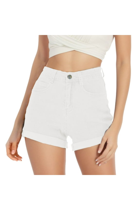 Biker Shorts for Women-High Waisted Soft Gym Yoga Shorts Workout Booty Spandex Shorts for Women(White,XL)