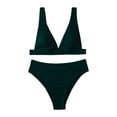 thumbnail image 1 of Sngxgn Bikini Set for Women Solid V Neck High Waisted Two Piece Swimsuit(Green,M), 1 of 6
