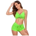 thumbnail image 1 of Sngxgn Women Two Piece Swimsuits High Waisted Bikini Set Tummy Control Ruched Tie Knot Bathing Suits(Green,XXL), 1 of 7