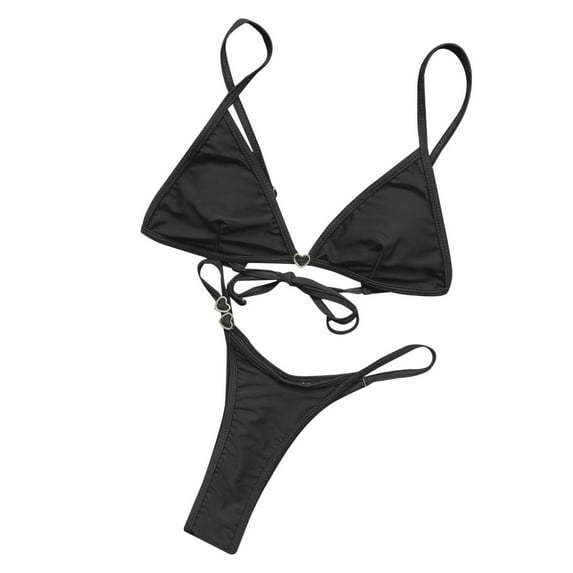 Sngxgn Bikini Set for Women Two Piece Bathing Suits High Waisted Square Neck Cutout Adjustable Straps(Black,L)