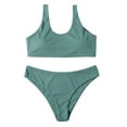 thumbnail image 1 of Sngxgn Bikini Set for Women Two Piece Bathing Suits High Waisted Square Neck Cutout Adjustable Straps(Green,S), 1 of 7