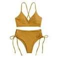 thumbnail image 1 of Sngxgn Bikini Set for Women Two Piece Swimsuit Back Tie Mid Waisted Bottom with Shoulder Straps(Yellow,S), 1 of 3