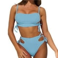 thumbnail image 1 of Sngxgn Bikini Set for Women Two Piece Swimsuit V Neck Top Wide Straps Mid Rise(BU2,M), 1 of 5