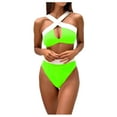 thumbnail image 1 of Sngxgn Bikini Sets for Women Strappy Two Piece Bathing Suits High Waist Tummy Control Swimsuit(Green,XL), 1 of 8