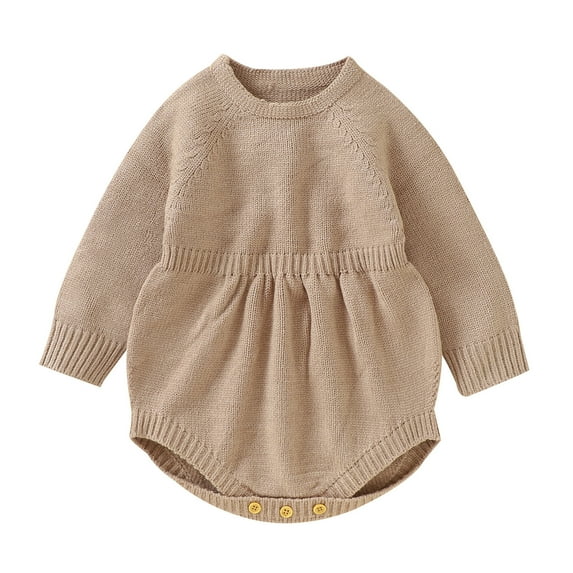 Sngxgn Boy Romper Baby Boys Ruffle Bodysuit Knit Shirt Toddler Boy Jumpsuit Tops(Khaki,68)