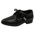 thumbnail image 1 of Sngxgn Boy's Casual Dress Classic Laceup Comfort Uniform Formal Sneaker Shoes(Black,34), 1 of 8