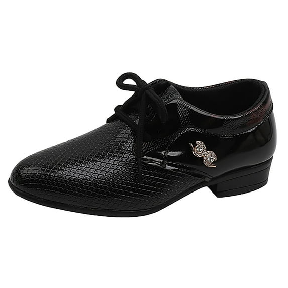 Sngxgn Boy's Casual Dress Classic Laceup Comfort Uniform Formal Sneaker Shoes(Black,34)
