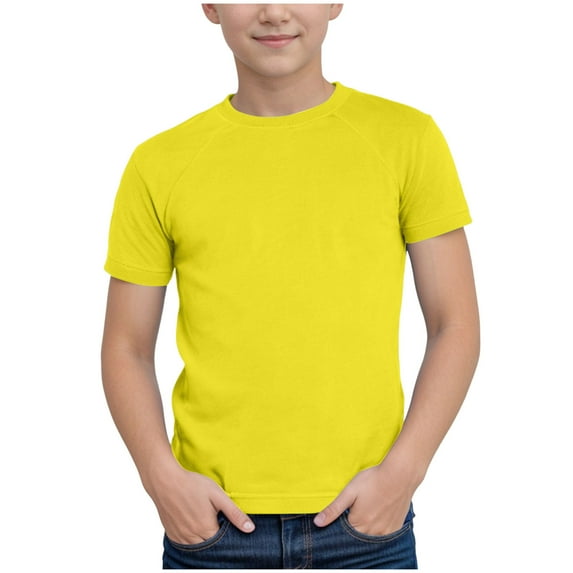 Sngxgn Boy's Mesh Athletic Quick Dry Short Sleeve Workout Moisture Wicking Active T-Shirt for Kids(Yellow,4-5 Y)