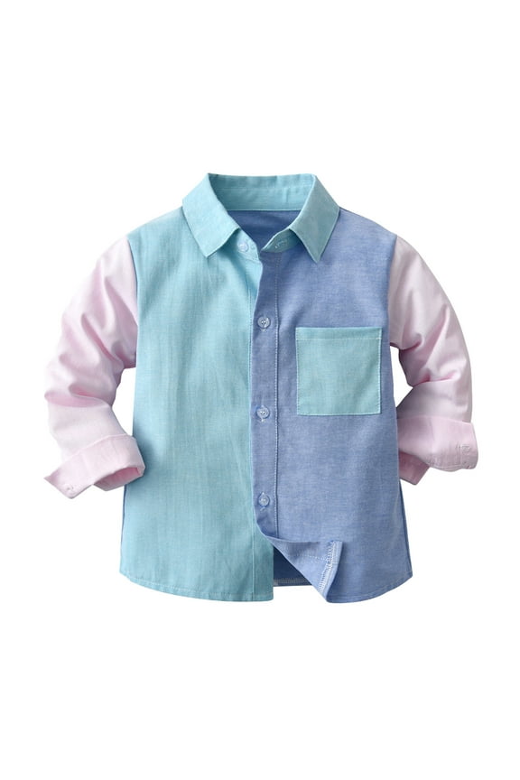 Sngxgn Boys' Long Sleeve Button Up Casual Dress Shirt(A,2-3 Y)