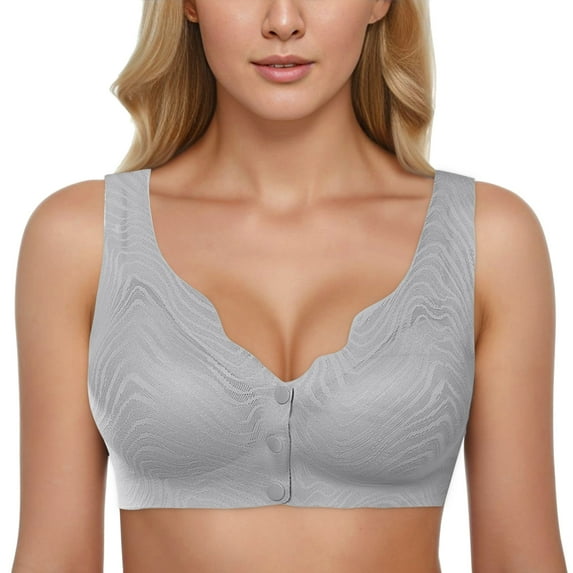 Sngxgn Bra for Women - V Neck Low Impact Wireless Sports Bra Yoga Padded Workout Bra(Grey,M)
