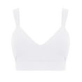 thumbnail image 1 of Sngxgn Bra for Women - V Neck Low Impact Wireless Sports Bra Yoga Padded Workout Bra(White,L), 1 of 3