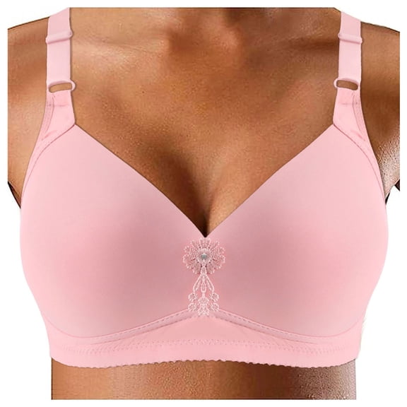 Sngxgn Bras for Women Full Coverage, Unlined Lace Underwire Bra for Breasts(Pink,46)