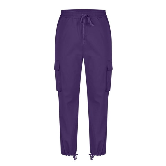 Sngxgn Casual Pants For Women Cargo Pants With Pockets Outdoor Casual Work Pants(Purple,M)