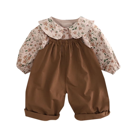 Sngxgn Children's Place baby-girls And Toddler 2 Piece Outfit, Long Sleeve Top and Pant Set(Brown,110)