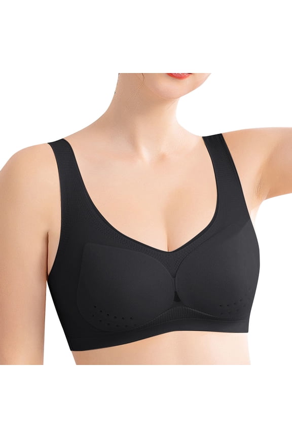 Comfort Unlined Wireless Bra for Women with S upport Silky Smooth Bralettes,Seamless T-Shirt Bra(Black,XXXXXL)