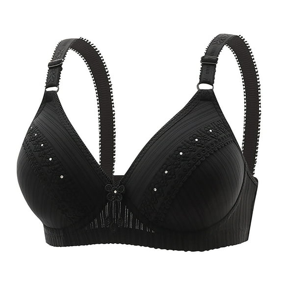 Sngxgn Lace Underwire Bra, Full-Coverage Lace Bra with Underwire C ups, Plunging Underwire Bra for Everyday Comfort(Black,38)
