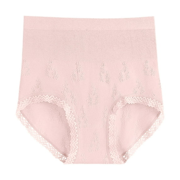 Sngxgn Cotton High Waisted Underwear for Women Cotton Full Coverage Panties Ladies Briefs(Pink,One Size)