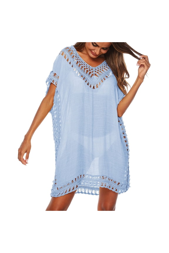 Coverups for Women Bathing Suit Wrap Swimsuit Skirt Beach Bikini Cover up Swimwear(Sky Blue,One Size)
