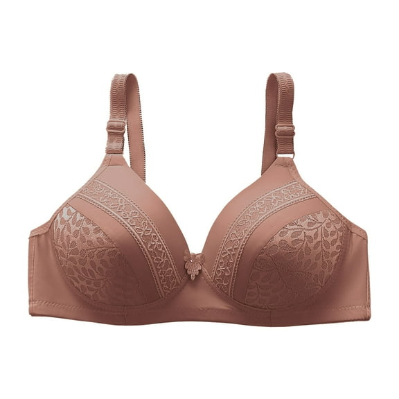 Sngxgn Double S upport Wireless Bra, Lace Bra with Stay-in-Place Straps, Full-Coverage Wirefree Bra(Hot Pink,42)