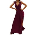 thumbnail image 1 of Sngxgn Dress for Women Long Satin Slip Dress Chemise Soft V Neck(,XL), 1 of 5