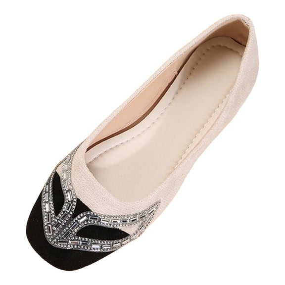 Sngxgn Flat Shoes Women Comfortable Slip on Women's Flats(Beige,40)