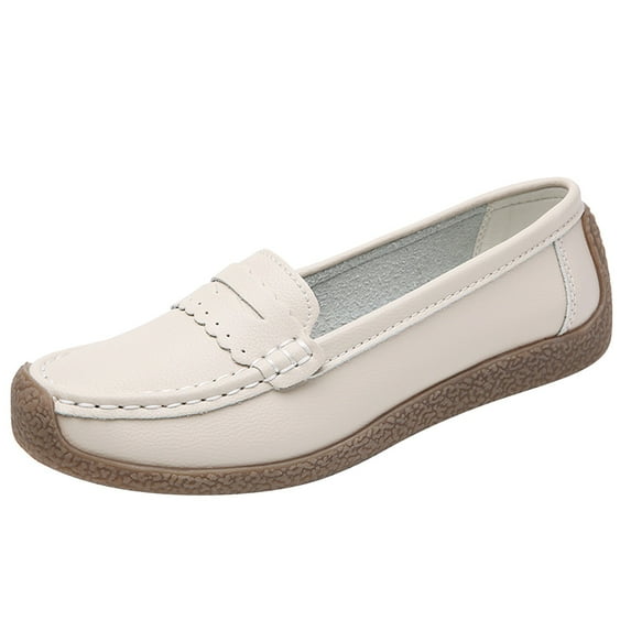 Sngxgn Flat Shoes for Women Classic Slip On Ballet Shoes Comfortable Dress Shoes(Beige,37)