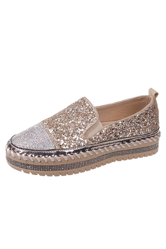 Flat Shoes for Women Classic Slip On Ballet Shoes Comfortable Dress Shoes(Gold,42)