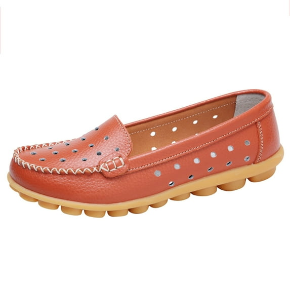 Sngxgn Flat Shoes for Women Classic Slip On Ballet Shoes Comfortable Dress Shoes(Orange,38)